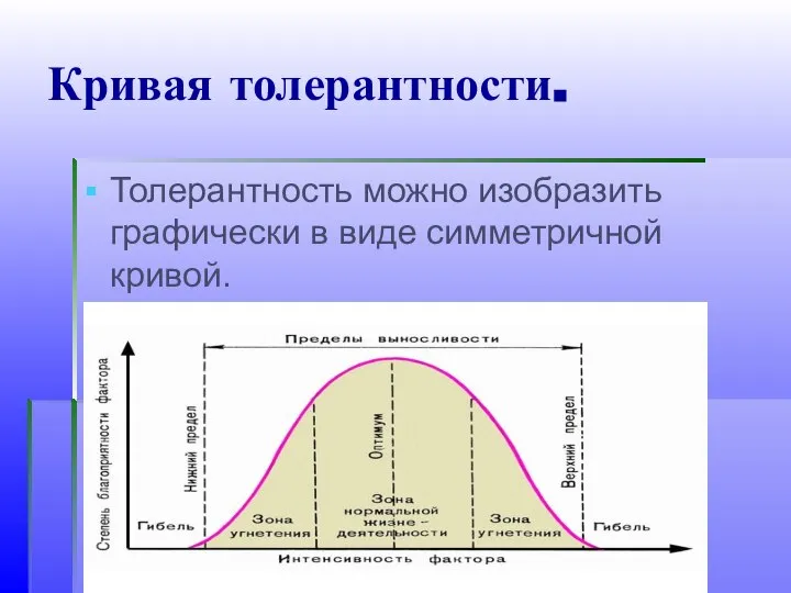 Кривая толерантности. Толерантность можно изобразить графически в виде симметричной кривой.