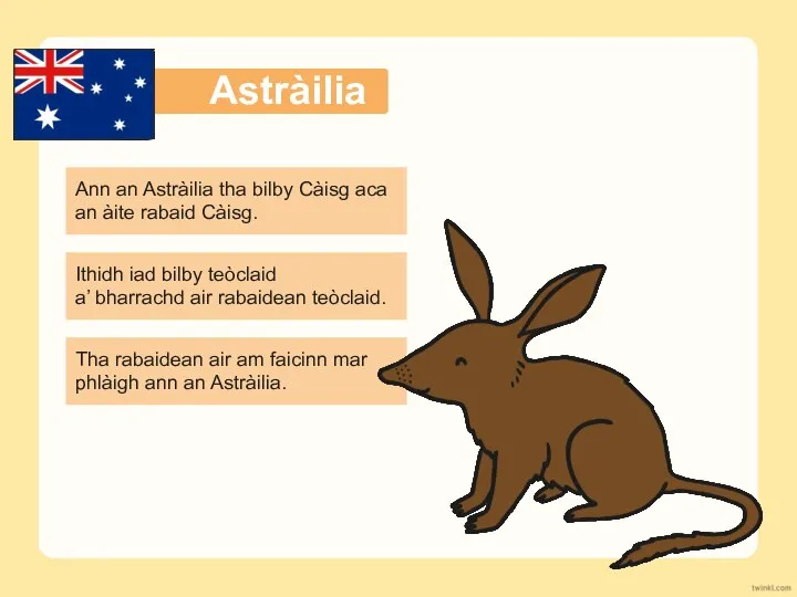 Astràilia Ann an Astràilia tha bilby Càisg aca an àite rabaid