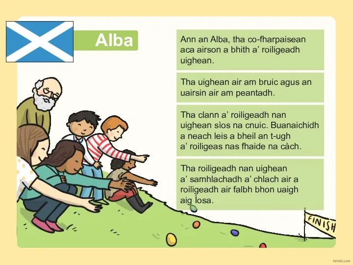 Ann an Alba, tha co-fharpaisean aca airson a bhith a’ roiligeadh