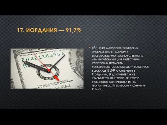 17. ИОРДАНИЯ — 91,7% «Решение макроэкономических проблем станет ключом к высвобождению