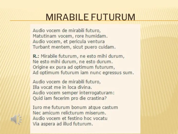 MIRABILE FUTURUM