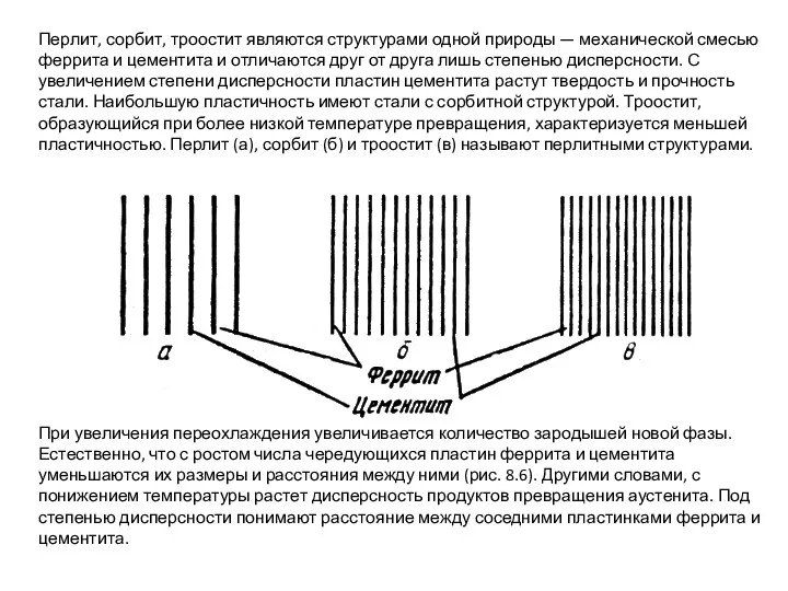 Перлит, сорбит, троостит являются структурами одной природы — механической смесью феррита