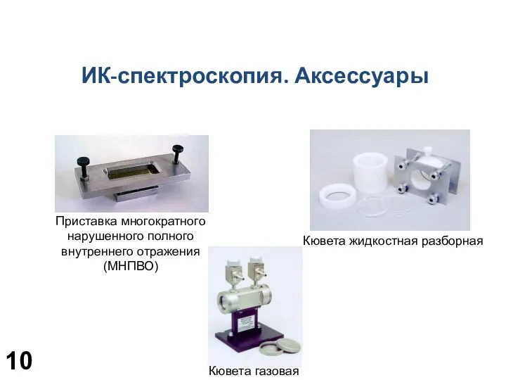 Приставка многократного нарушенного полного внутреннего отражения (МНПВО) Кювета газовая Кювета жидкостная разборная ИК-спектроскопия. Аксессуары