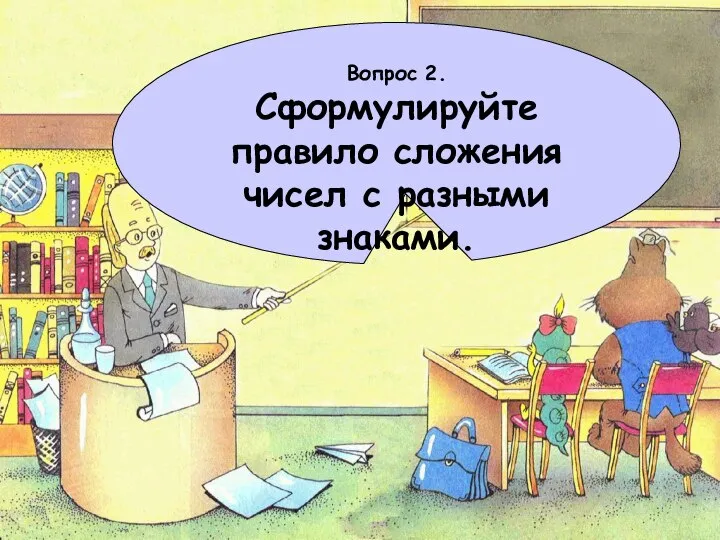 Вопрос 2. Сформулируйте правило сложения чисел с разными знаками.