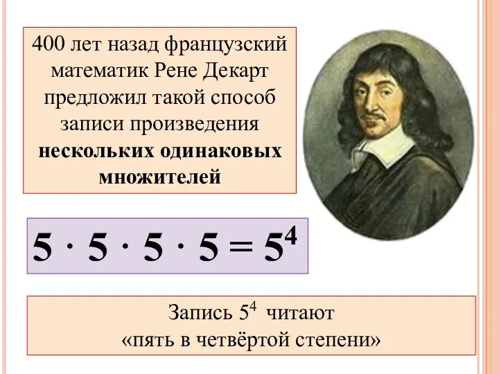 400 лет назад французский математик Рене Декарт предложил такой способ записи