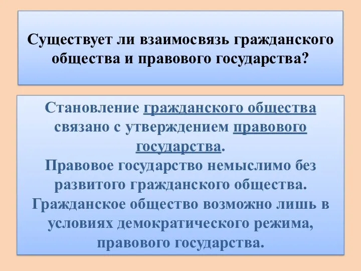 Существует ли взаимосвязь гражданского общества и правового государства? Становление гражданского общества