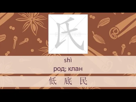 shì род; клан 低 底 民