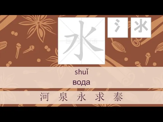 shuǐ вода 河 泉 永 求 泰 氵 氺
