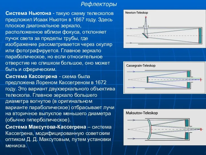 Система Ньютона - такую схему телескопов предложил Исаак Ньютон в 1667