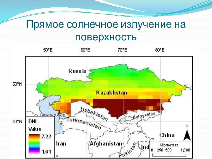 Прямое солнечное излучение на поверхность