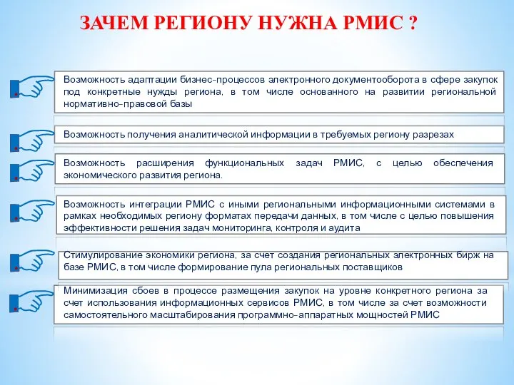 ЗАЧЕМ РЕГИОНУ НУЖНА РМИС ? Возможность адаптации бизнес-процессов электронного документооборота в