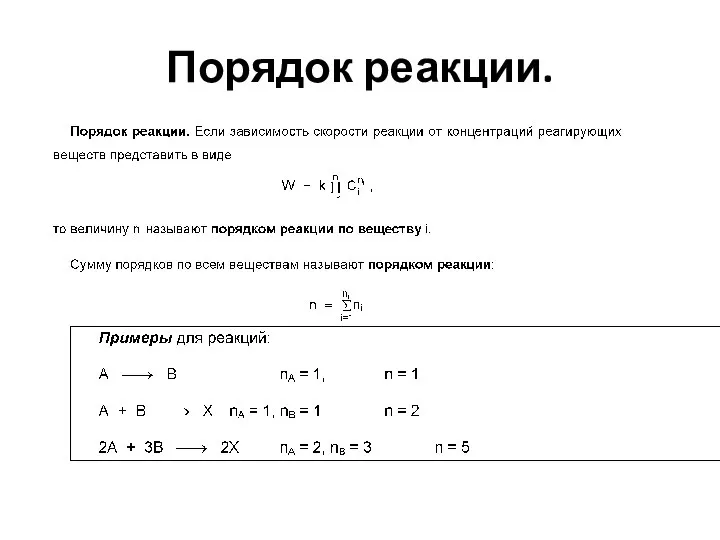 Порядок реакции.