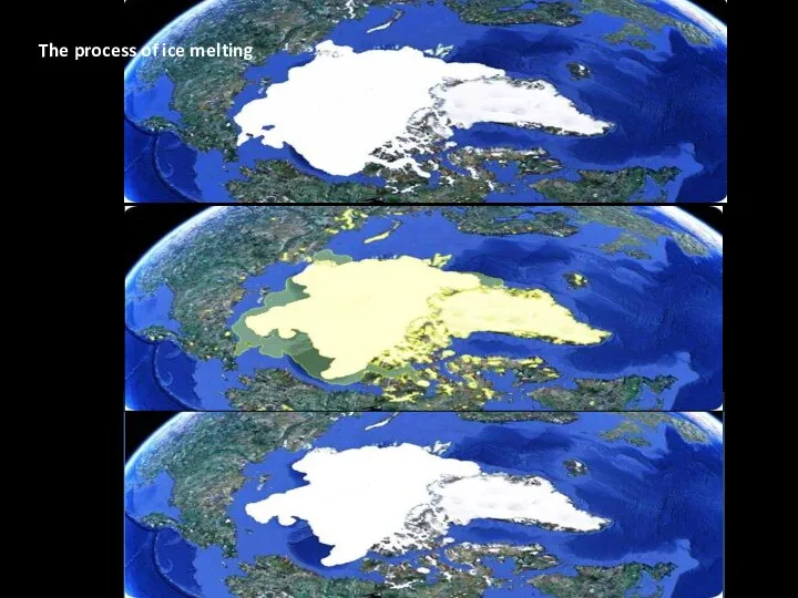 The process of ice melting