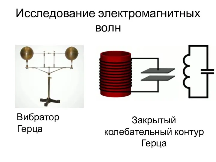 Исследование электромагнитных волн Вибратор Герца Закрытый колебательный контур Герца