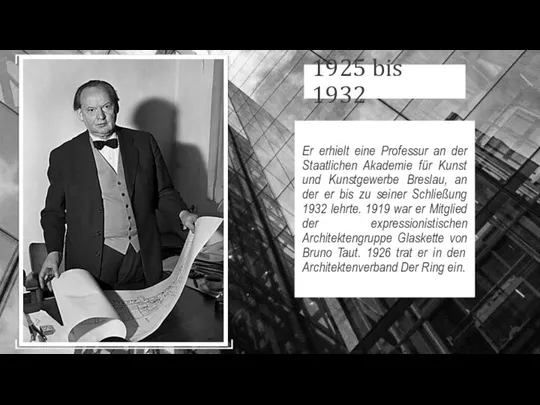 1925 bis 1932 Er erhielt eine Professur an der Staatlichen Akademie