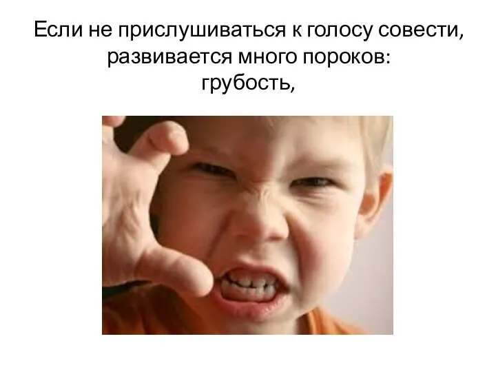 Если не прислушиваться к голосу совести, развивается много пороков: грубость,