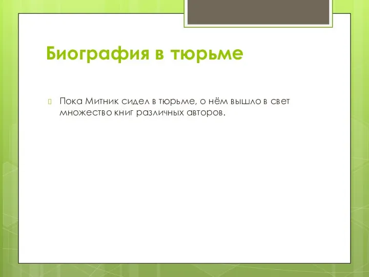 Биография в тюрьме Пока Митник сидел в тюрьме, о нём вышло