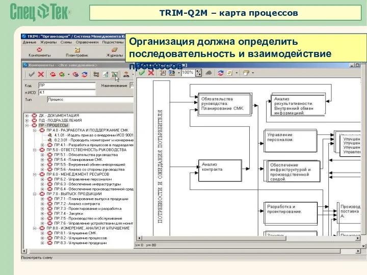 Организация должна определить последовательность и взаимодействие процессов TRIM-Q2M – карта процессов