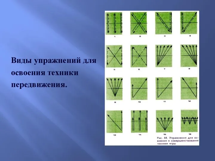 Виды упражнений для освоения техники передвижения.