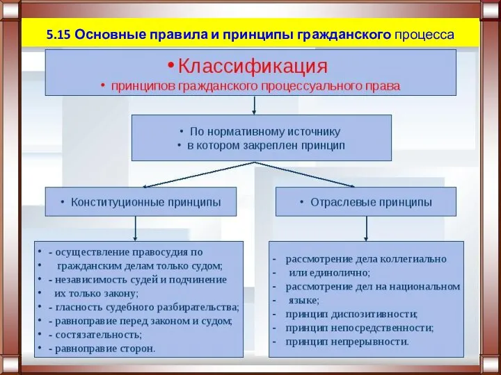 5.15 Основные правила и принципы гражданского процесса