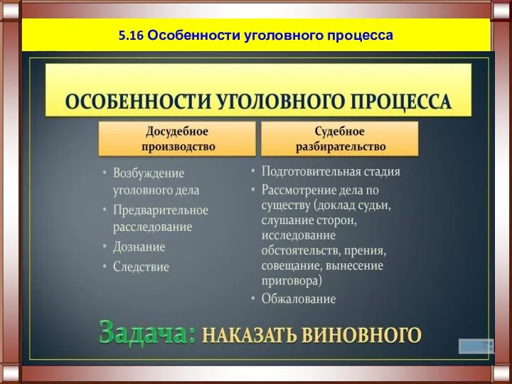 5.16 Особенности уголовного процесса