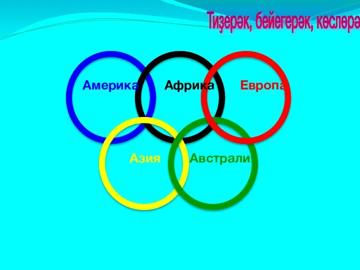 Америка Африка Европа Азия Австралия Тиҙерәк, бейегерәк, көслөрәк!