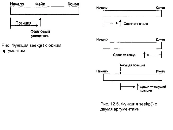 Рис. Функция seekg() с одним аргументом Рис. 12.5. Функция seekp() с двумя аргументами