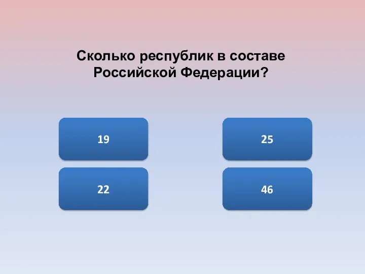 19 22 46 25 Сколько республик в составе Российской Федерации?