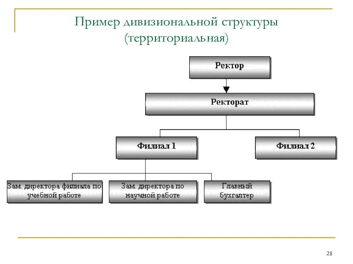 Пример дивизиональной структуры (территориальная)