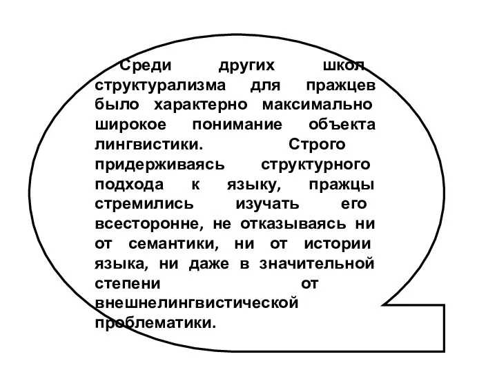 Среди других школ структурализма для пражцев было характерно максимально широкое понимание