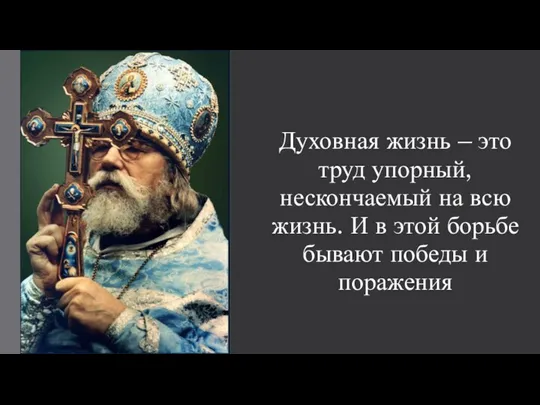 Духовная жизнь – это труд упорный, нескончаемый на всю жизнь. И