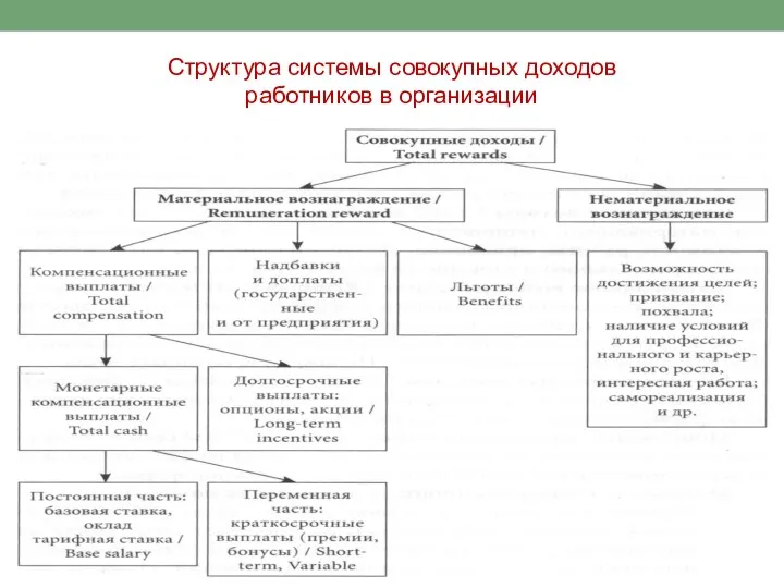 Структура системы совокупных доходов работников в организации