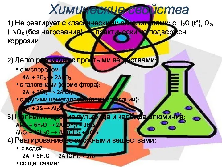 Химические свойства 1) Не реагирует с классическими окислителями: с H₂O (t°),