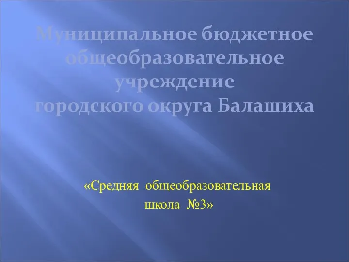 Муниципальное бюджетное общеобразовательное учреждение городского округа Балашиха «Средняя общеобразовательная школа №3»