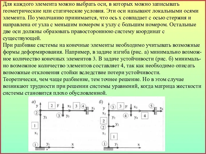 Для каждого элемента можно выбрать оси, в которых можно записывать геометрические