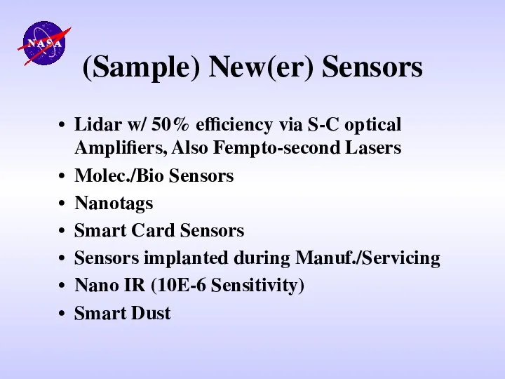 (Sample) New(er) Sensors Lidar w/ 50% efficiency via S-C optical Amplifiers,