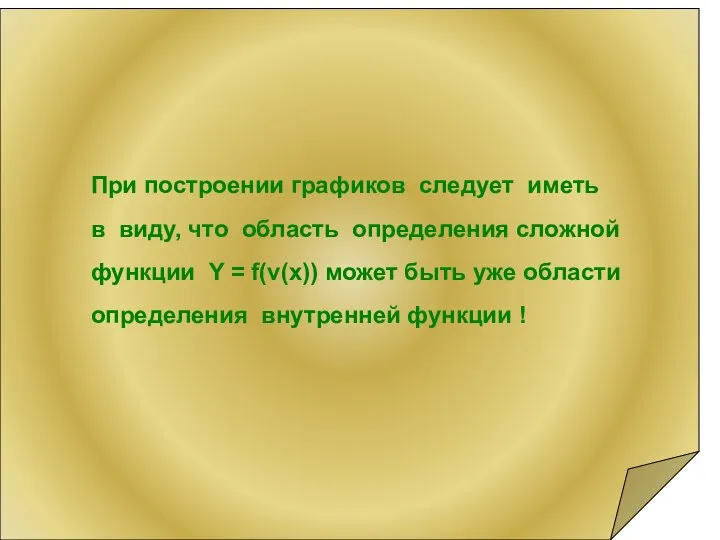 При построении графиков следует иметь в виду, что область определения сложной