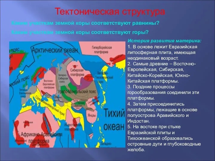 Каким участкам земной коры соответствуют равнины? Каким участкам земной коры соответствуют