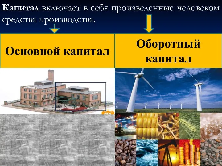 Капитал включает в себя произведенные человеком средства производства. Основной капитал Оборотный капитал