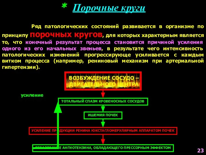 * Порочные круги Ряд патологических состояний развивается в организме по принципу