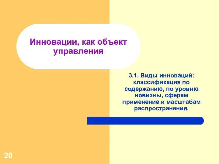 Инновации, как объект управления 3.1. Виды инноваций: классификация по содержанию, по