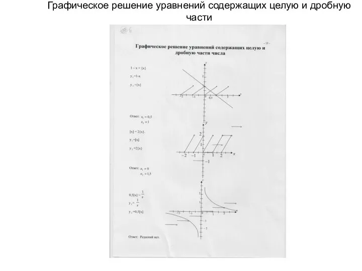 Графическое решение уравнений содержащих целую и дробную части