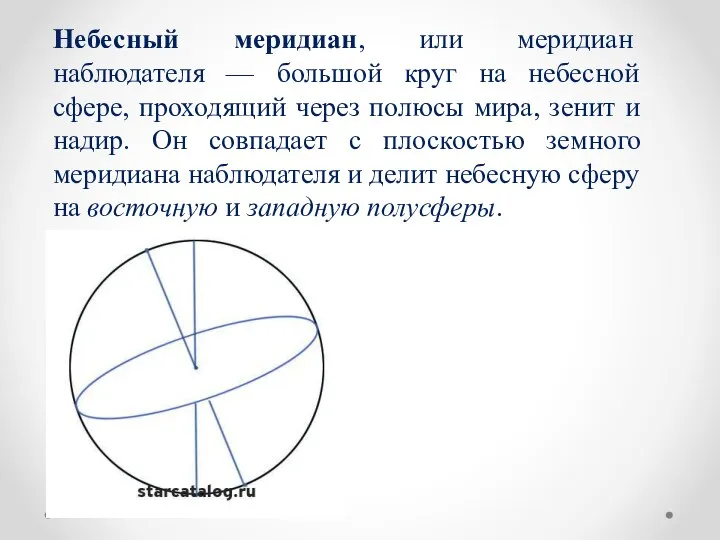 Небесный меридиан, или меридиан наблюдателя — большой круг на небесной сфере,