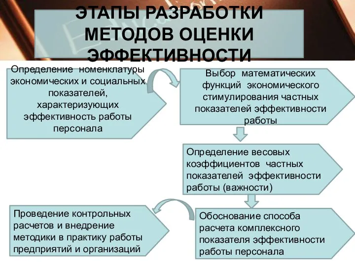 ЭТАПЫ РАЗРАБОТКИ МЕТОДОВ ОЦЕНКИ ЭФФЕКТИВНОСТИ Определение номенклатуры экономических и социальных показателей,