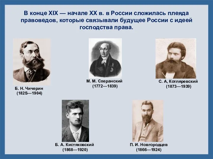 В конце XIX — начале XX в. в России сложилась плеяда