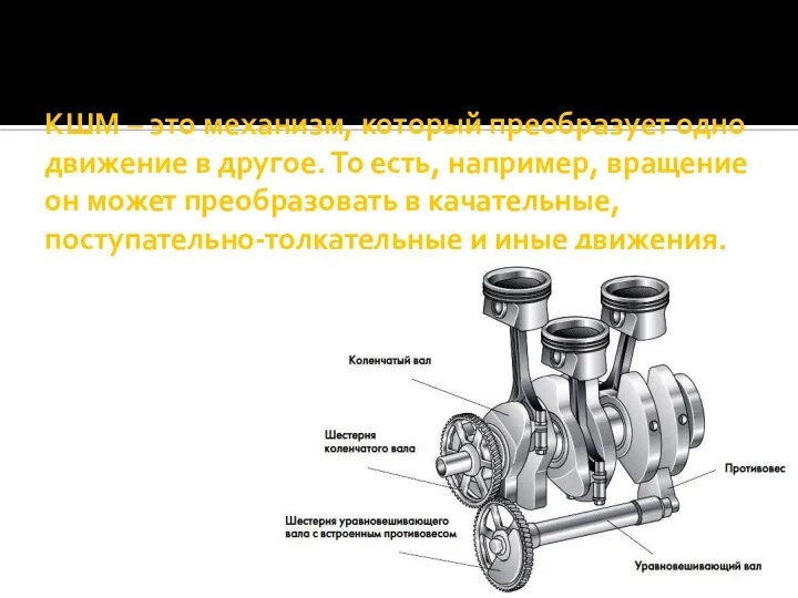 КШМ – это механизм, который преобразует одно движение в другое. То