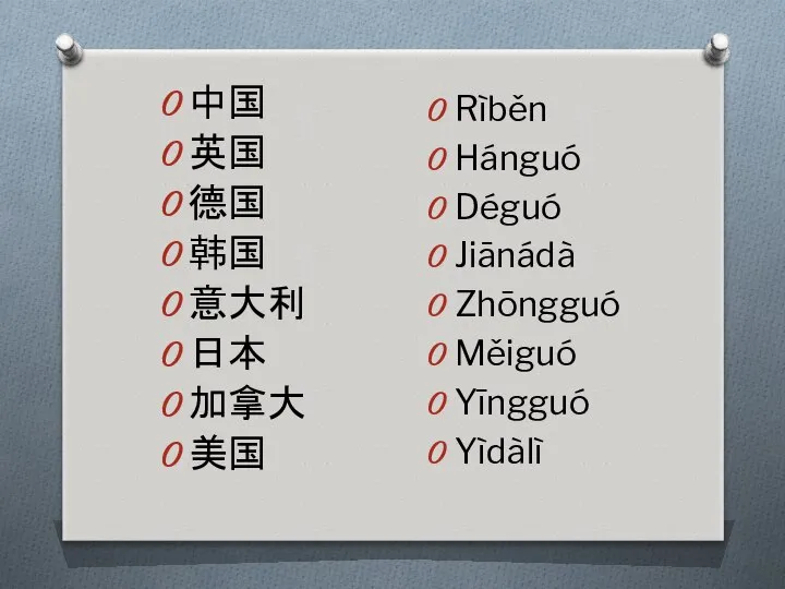 中国 英国 德国 韩国 意大利 日本 加拿大 美国 Rìběn Hánguó Déguó Jiānádà Zhōngguó Měiguó Yīngguó Yìdàlì