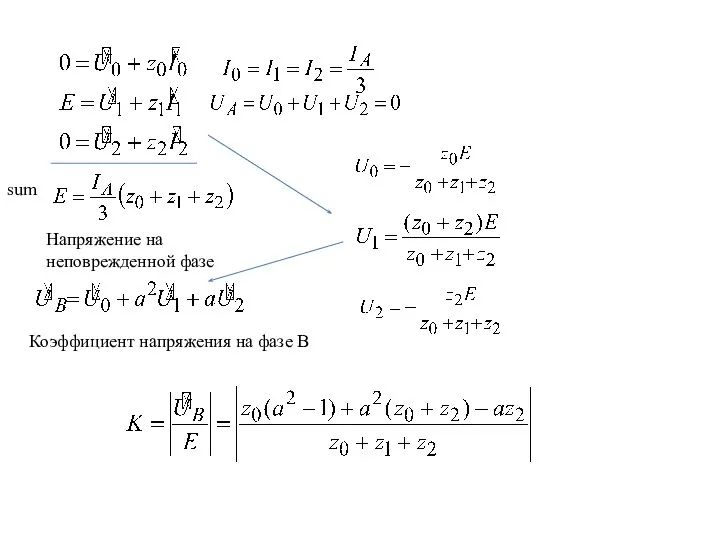 sum Напряжение на неповрежденной фазе Коэффициент напряжения на фазе В