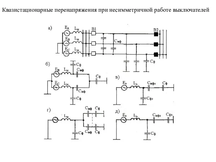 Квазистационарные перенапряжения при несимметричной работе выключателей