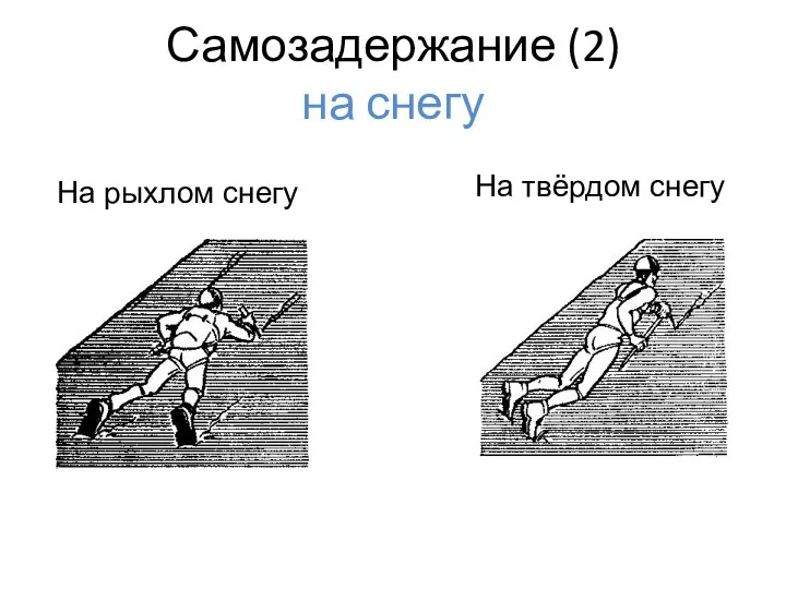 Самозадержание (2) на снегу На рыхлом снегу На твёрдом снегу